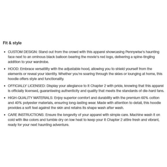 It Chapter 2 Enlarged Pennywise Face Size XL Long Sleeve Hoodie Olive Green NWT - Picture 5 of 9